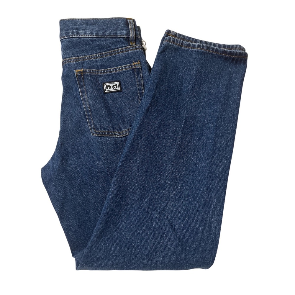Obey Hardwork Denim Stonewash Indigo Jeans Mens Size 27 Button Fly Straight‎ New